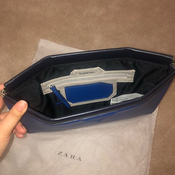 NEW Zara Blue Envelope Clutch - Picture 7 of 8